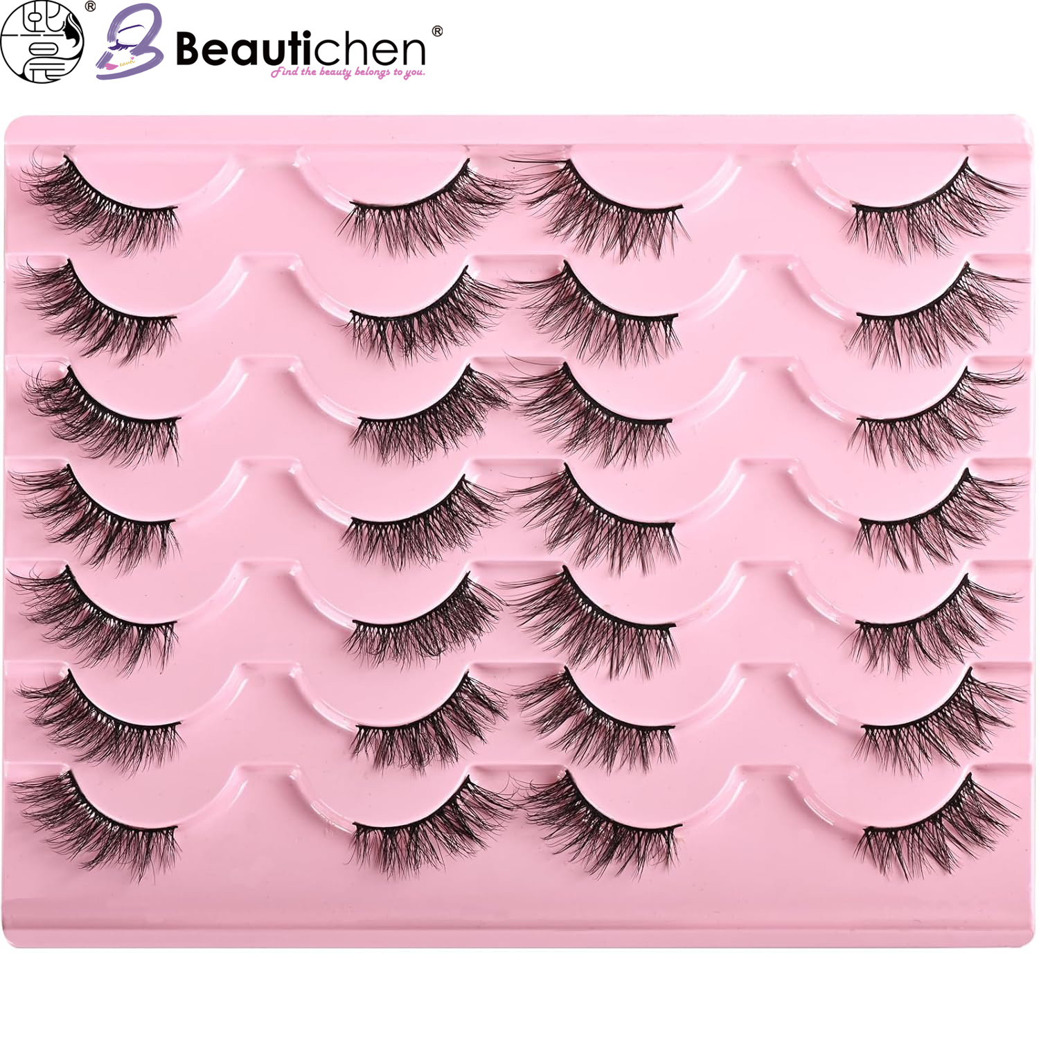 Beautichen Набор накладных ресниц — 20 пар воздушных натуральных ресниц, лёгкий 3D-объём, тонкая гибкая лента, для дневного и вечернего макияжа