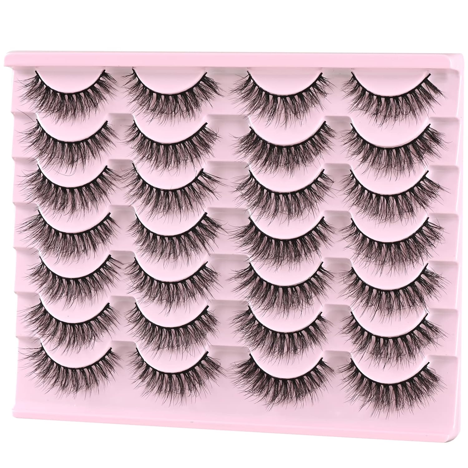 Beautichen Набор накладных ресниц — 20 пар, густые и объемные, перекрёстное плетение, мягкое синтетическое волокно, естественный эффект, для повседневного и вечернего макияжа