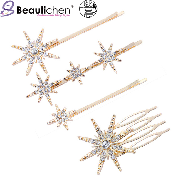 Beautichn заколка с кристаллами «Восьмиконечная звезда»
