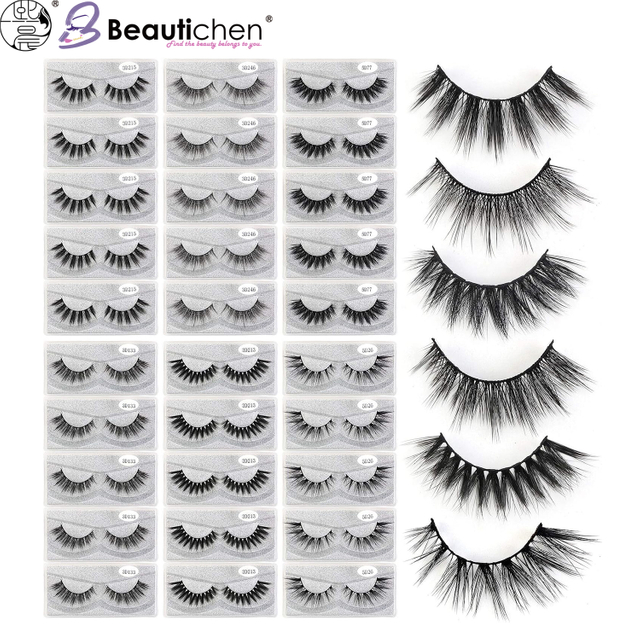 Beautichen Набор накладных ресниц 3D многослойные, норковые и японские твёрдые стержни, для естественного и выразительного макияжа глаз