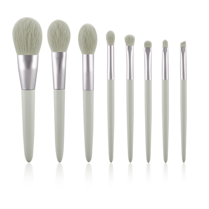 Beautichen Набор кистей для макияжа — 8 шт., светлые кисти с белым ворсом и розовым бархатным чехлом