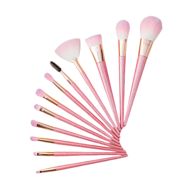 Beautichen Набор кистей для макияжа — 12 шт., розовые кисти с блестящими ручками, мягкий синтетический ворс
