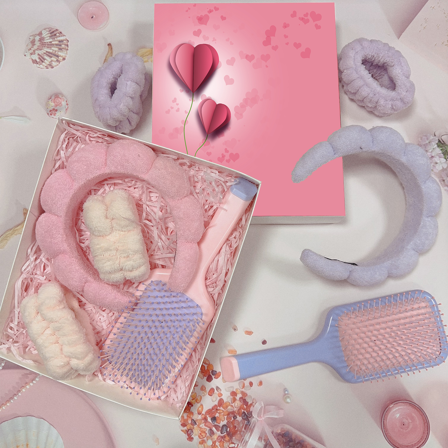 Beautichen Набор Аксессуаров Для Волос Щётка И Мягкие Повязки Для Ухода