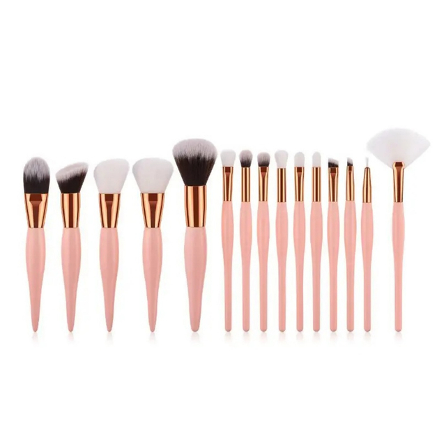 Beautichen | Набор из 15 косметических щеток в розово-золотистом дизайне — идеально для начинающих и профессионалов