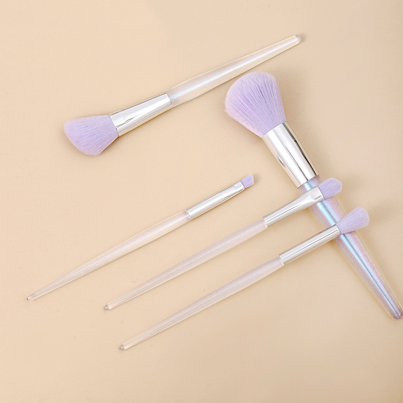 Beautichen набор из 5 кистей для макияжа — фиолетовый градиент с блёстками, серебристые детали, мягкие ворсинки