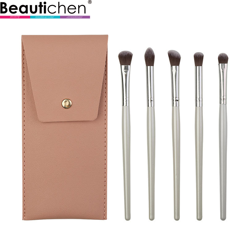 Beautichen набор кистей для глаз — 5 шт., с розовым футляром, для теней и растушёвки, начальный уровень