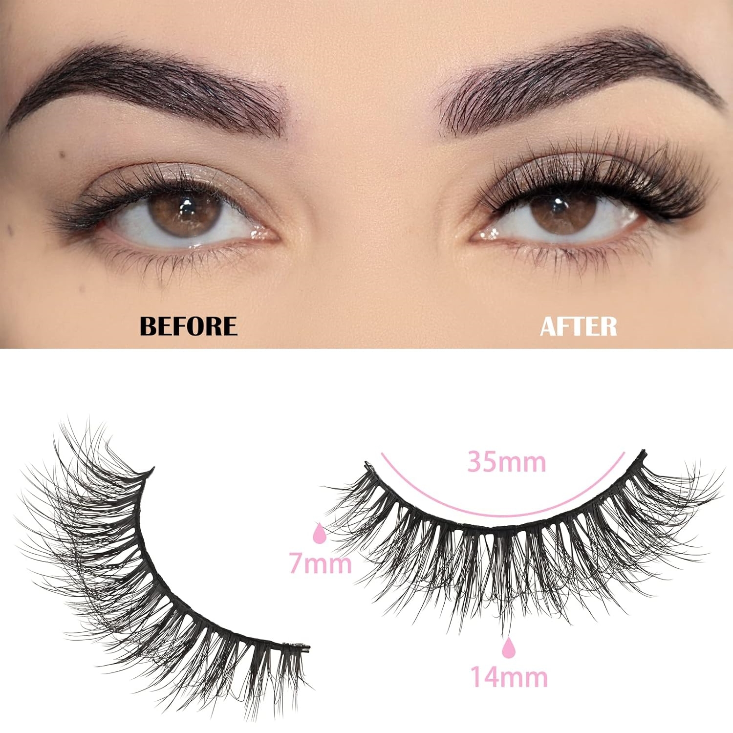 Beautichen Набор накладных ресниц — 20 пар, густые и объемные, перекрёстное плетение, мягкое синтетическое волокно, естественный эффект, для повседневного и вечернего макияжа