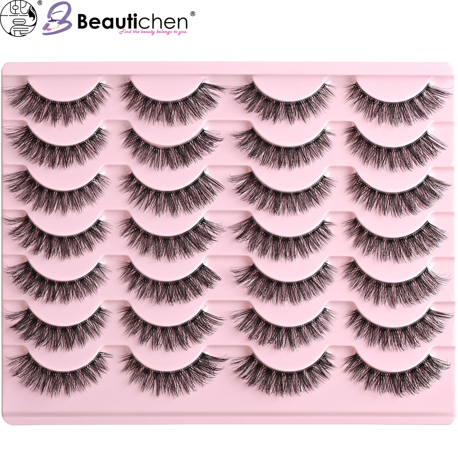 Beautichen Набор накладных ресниц — 20 пар, естественный объём, имитация натурального завитка, для повседневного и лёгкого макияжа