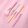 Beautichen Набор из 5 мини-кистей для макияжа с розовым чехлом — разноцветные ручки, мягкий синтетический ворс
