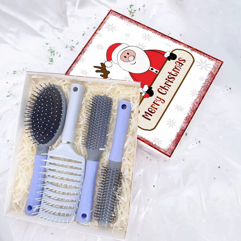 Beautichen Рождественский подарочный набор расчесок — 4 шт.: скелетная расческа, овальная массажная расческа, расческа для завивки, вентилируемая расческа