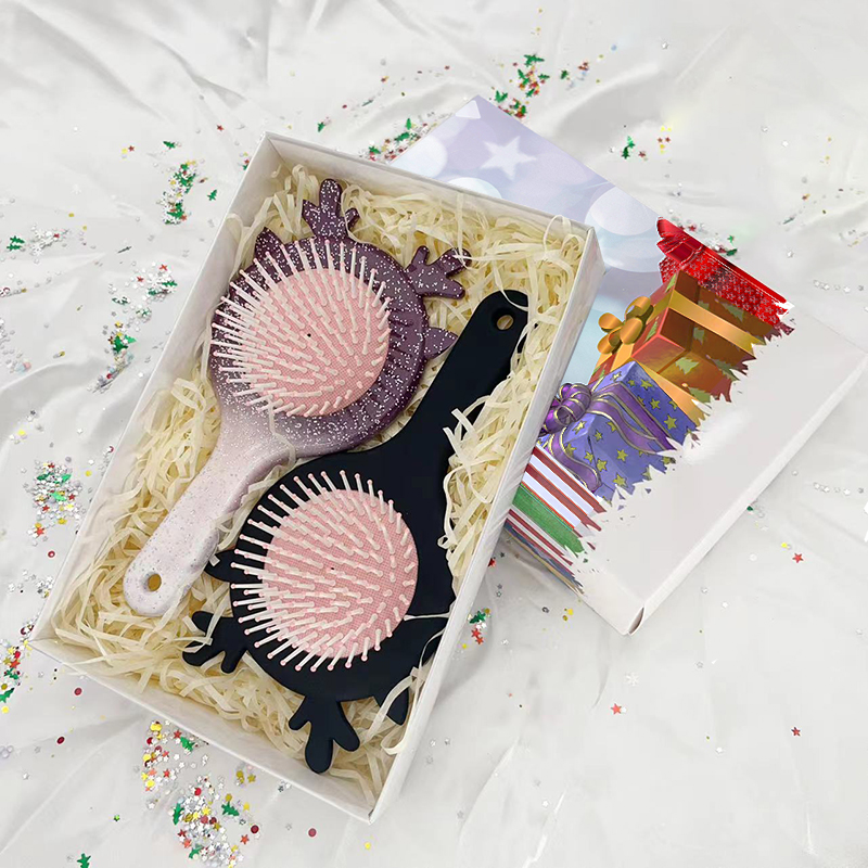 Beautichen Рождественский подарочный набор расчесок — 2 шт., массажные расчески с воздушной подушкой «Олень», для ухода и укладки волос