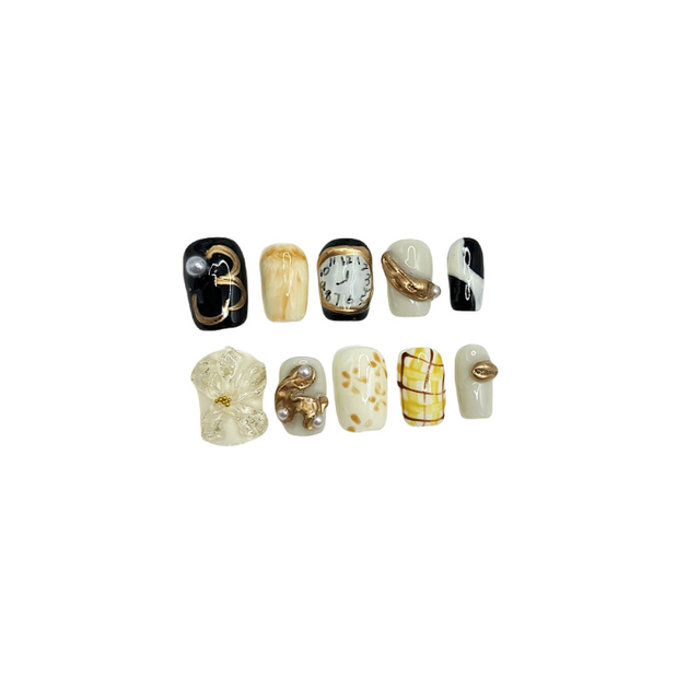 Beautichen: 10 шт. высококачественные короткие накладные ногти с рисунком, квадратной и круглой формы