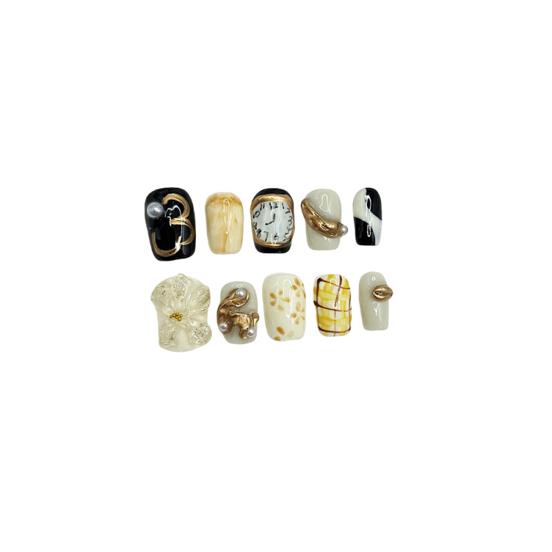 Beautichen: 10 шт. высококачественные короткие накладные ногти с рисунком, квадратной и круглой формы