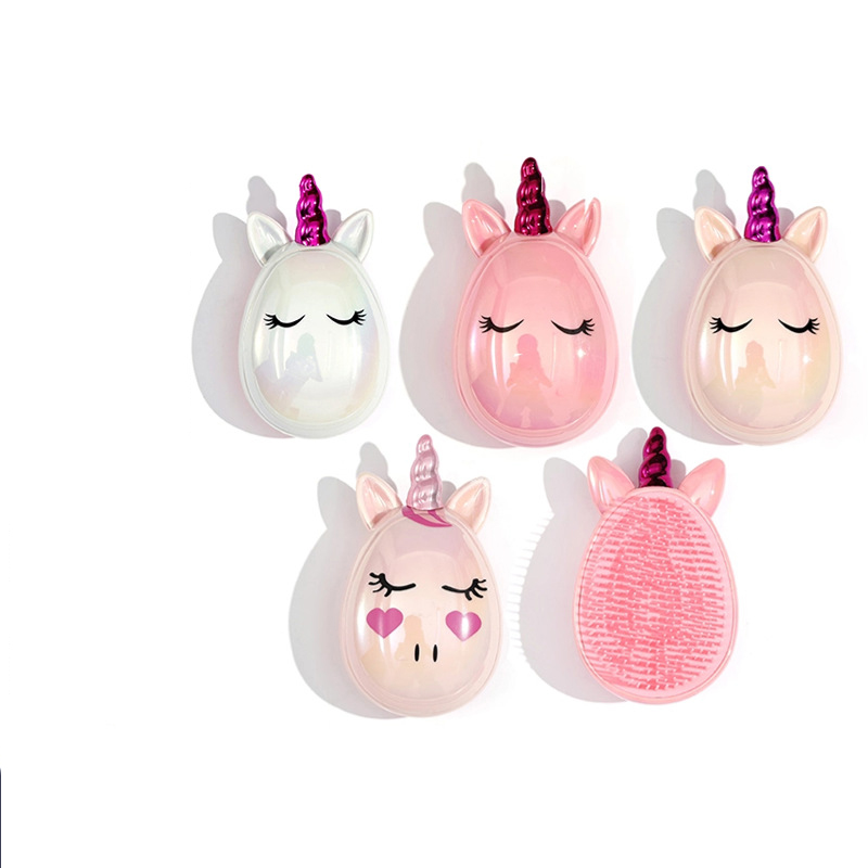 Beautichen Милая маленькая лошадка с расческой для волос, портативная детская расческа с мультяшным рисунком для девочек, расческа для очищения кожи головы и массажа.