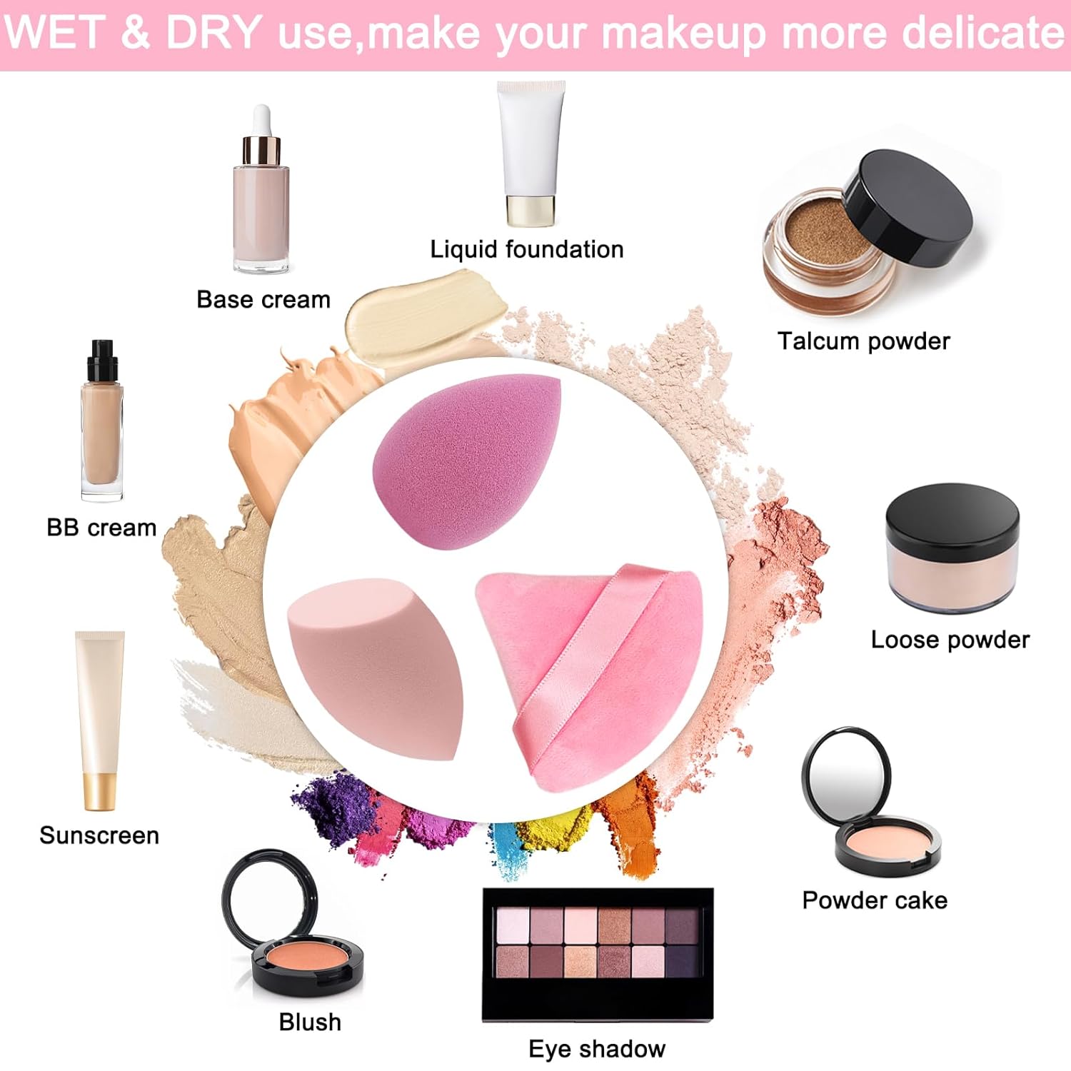 Beautichen набор косметических спонжей и пуховок — в банке, розовый комплект для макияжа, мягкие спонжи и пудровые подушки