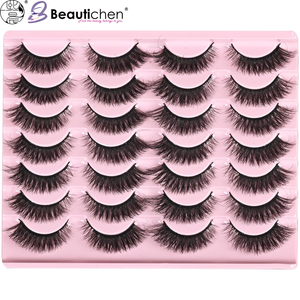 Beautichen Набор накладных ресниц — 20 пар натуральных 3D ресниц, лёгкий объём, тонкая лента, для повседневного и вечернего макияжа