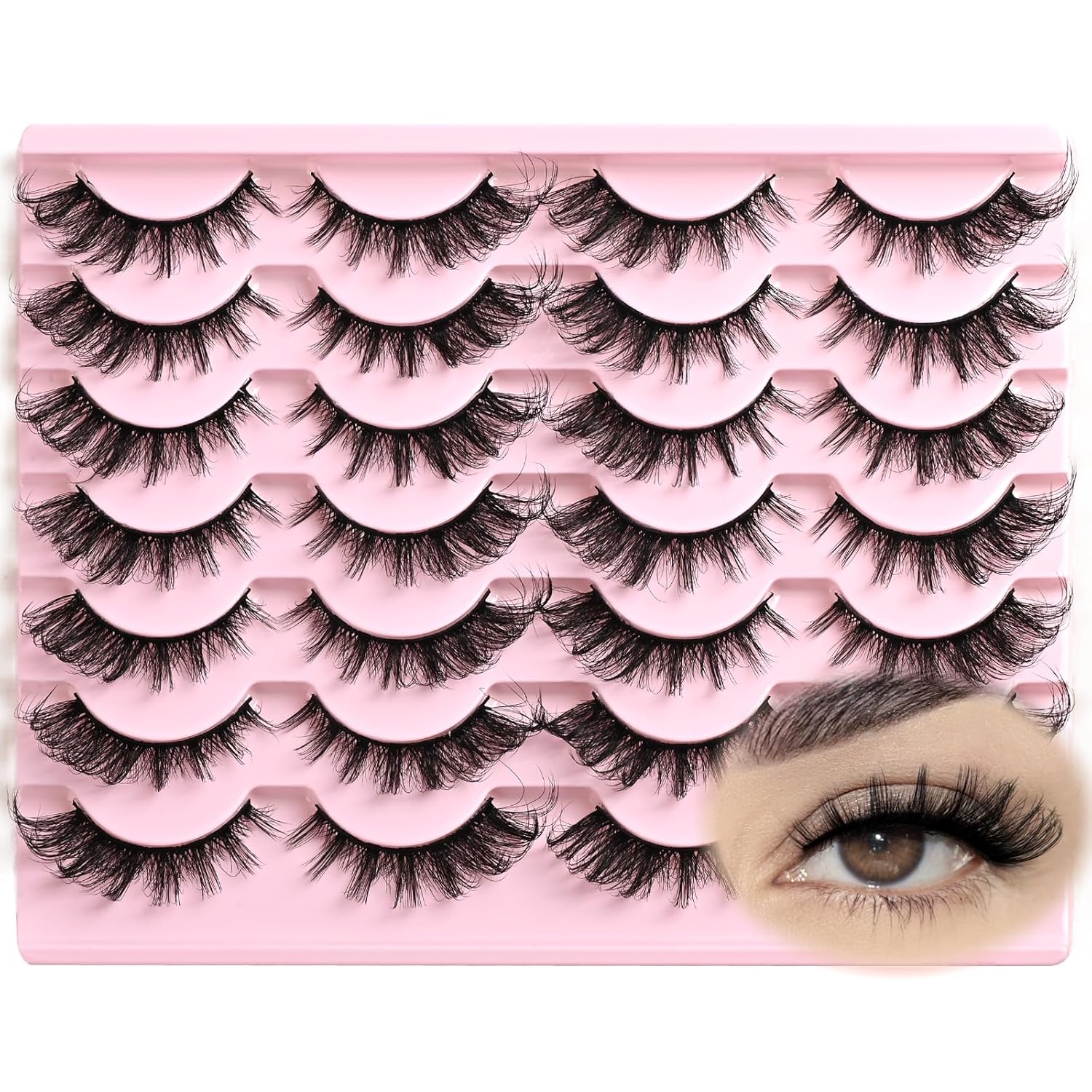 Beautichen Набор накладных ресниц — 20 пар, густой объём, выразительный эффект, многослойная структура, мягкое синтетическое волокно, для вечернего и сценического макияжа