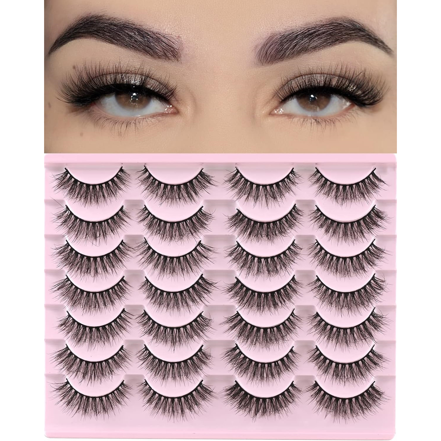 Beautichen Набор накладных ресниц — 20 пар, густые и объемные, перекрёстное плетение, мягкое синтетическое волокно, естественный эффект, для повседневного и вечернего макияжа