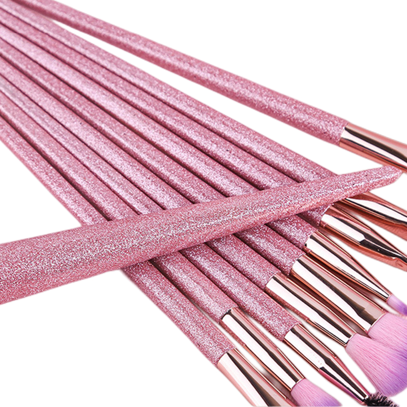 Beautichen Набор кистей для макияжа — 12 шт., розовые кисти с блестящими ручками, мягкий синтетический ворс