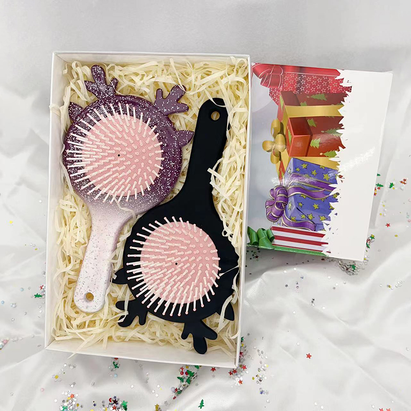 Beautichen Рождественский подарочный набор расчесок — 2 шт., массажные расчески с воздушной подушкой «Олень», для ухода и укладки волос