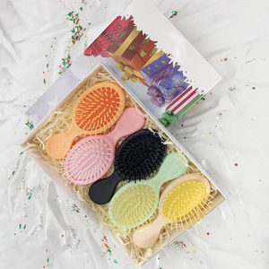 Beautichen Рождественский подарочный набор расчёсок — 5 мини овальных расчёсок с воздушной подушкой, компактные массажные щётки для волос