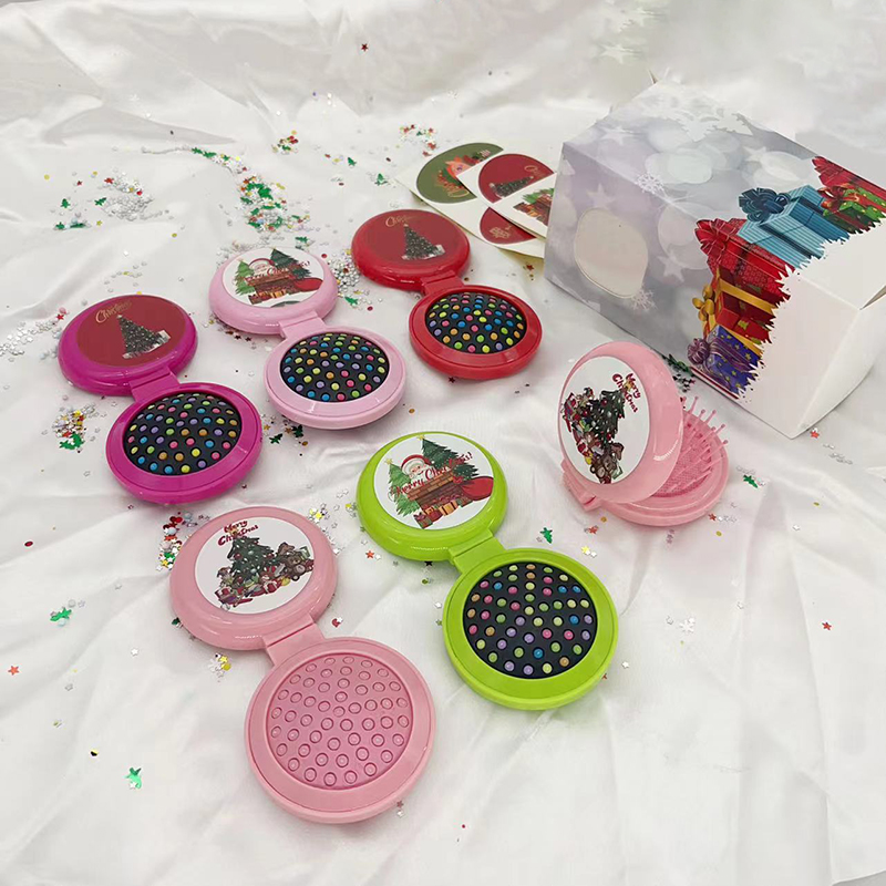 Beautichen Рождественский подарочный набор расчёсок — 6 круглых складных расчёсок, компактные дорожные щётки для волос