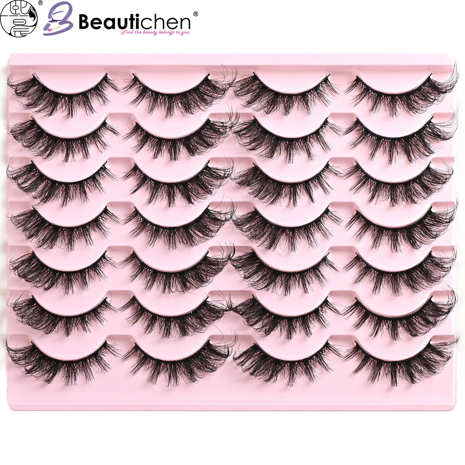 Beautichen Набор накладных ресниц — 20 пар, густой объём, выразительный эффект, многослойная структура, мягкое синтетическое волокно, для вечернего и сценического макияжа