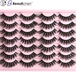 Beautichen Накладные ресницы с перекрёстным эффектом — выразительный объём, усиленный завиток, акцент на внешний угол глаза, для сценического и кукольного макияжа