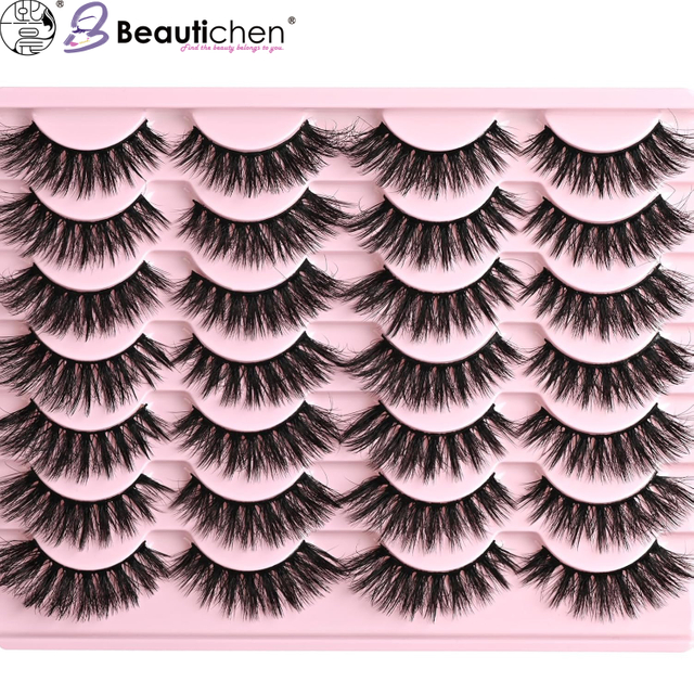 Beautichen Накладные ресницы с перекрёстным эффектом — выразительный объём, усиленный завиток, акцент на внешний угол глаза, для сценического и кукольного макияжа