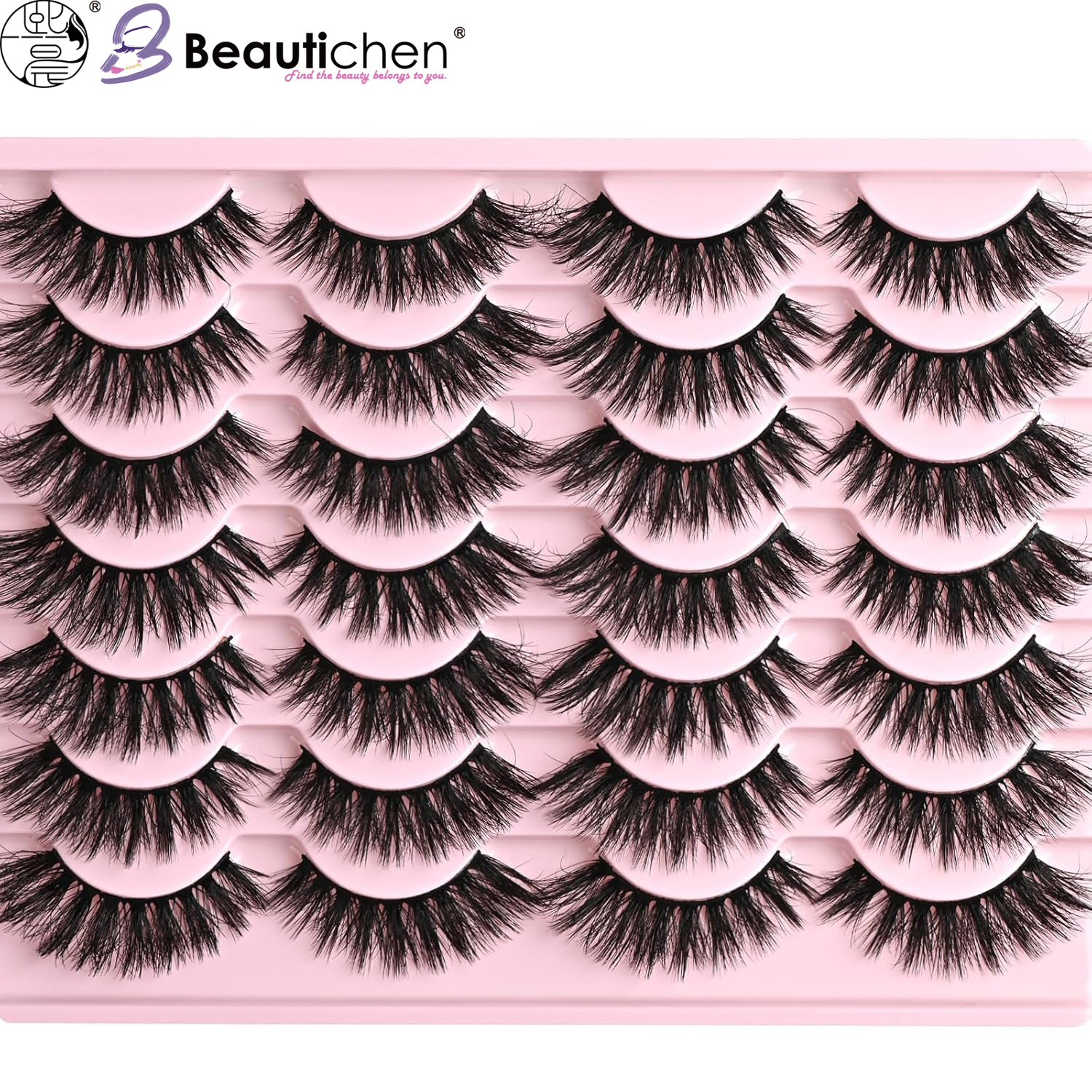 Beautichen Накладные ресницы с перекрёстным эффектом — выразительный объём, усиленный завиток, акцент на внешний угол глаза, для сценического и кукольного макияжа