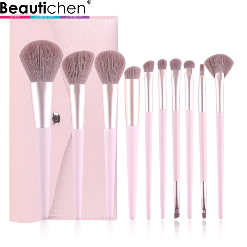 Beautichen Набор из 10 кистей для макияжа — розовый с серебристым, мягкий синтетический ворс
