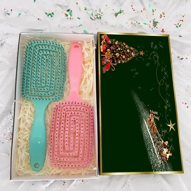 Beautichen Рождественский подарочный набор расчесок — 2 шт., ажурные вентиляционные щетки, для укладки и сушки волос феном