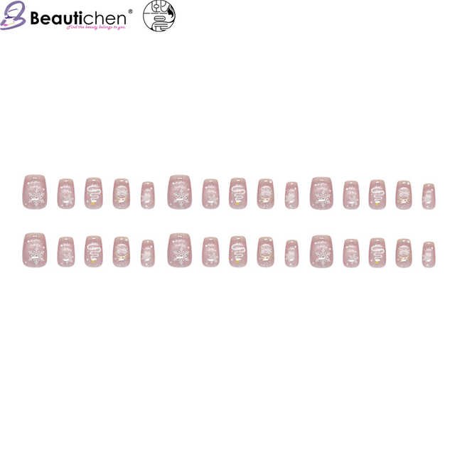 Beautichen зимние накладные ногти с эффектом кошачьего глаза, снежинками и звёздами, 30 шт, съёмные