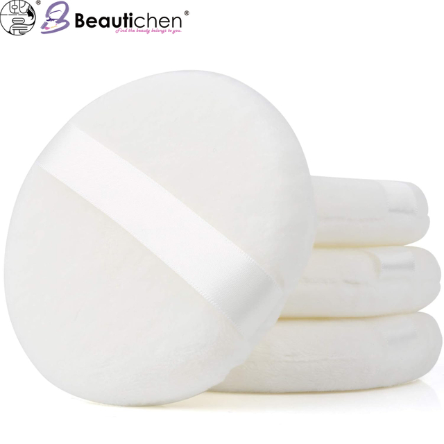 Beautichen набор бархатных больших пуховок для лица — профессиональные мягкие пудровые подушки с лентой для макияжа