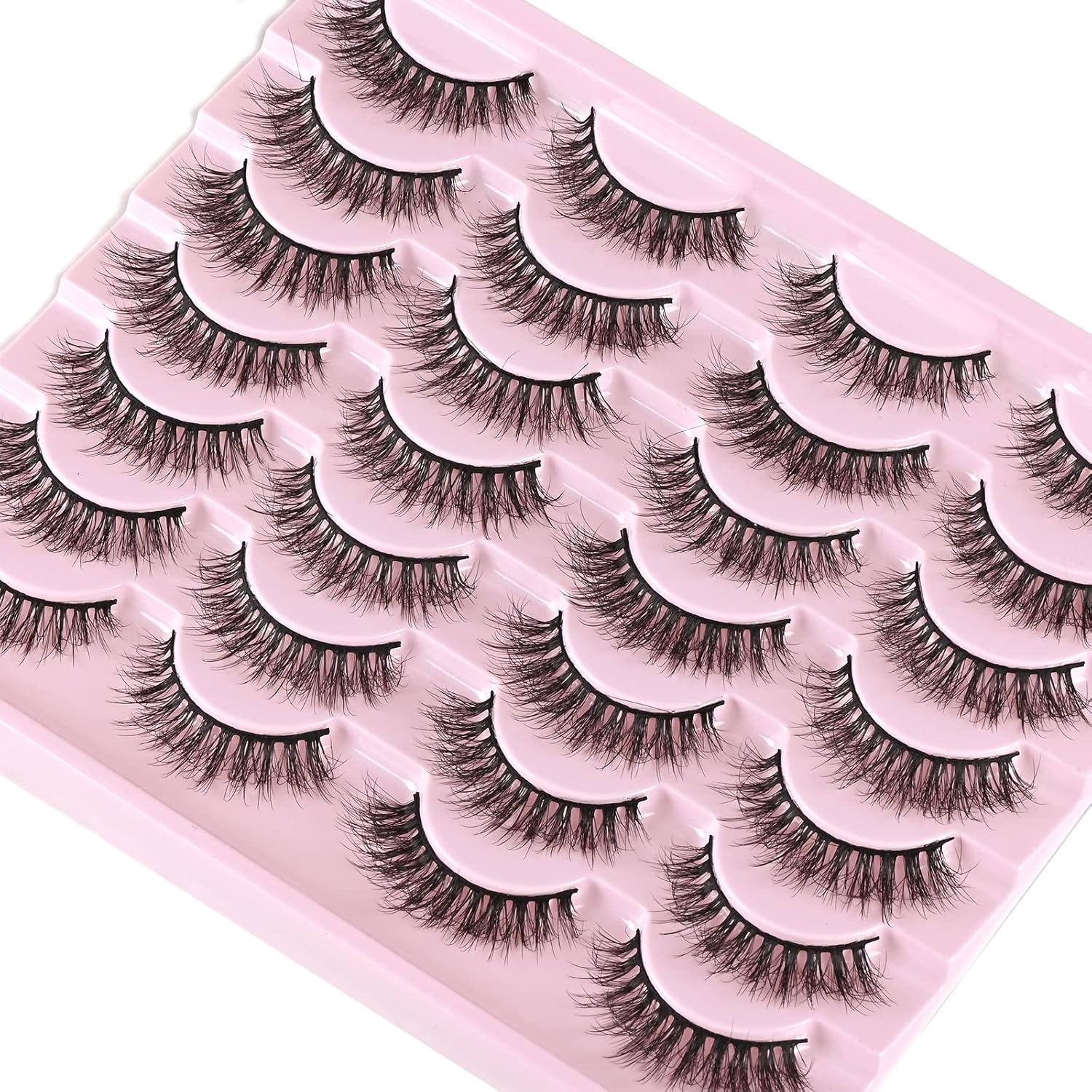 Beautichen Набор накладных ресниц — 20 пар, густые и объемные, перекрёстное плетение, мягкое синтетическое волокно, естественный эффект, для повседневного и вечернего макияжа