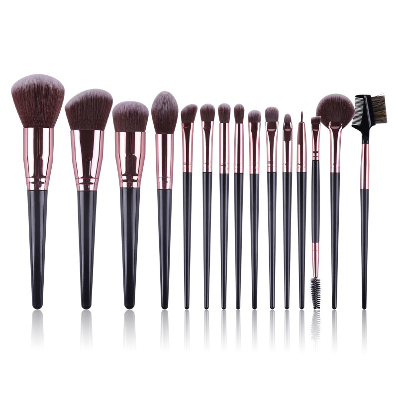 Beautichen Набор кистей для макияжа — 15 шт., розовое золото и серые ручки