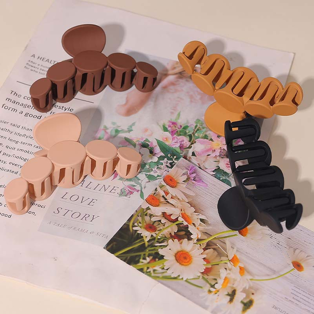 Beautichen Зажимы для волос — матовые смоляные крабики, 6 цветов, прочные круглые заколки