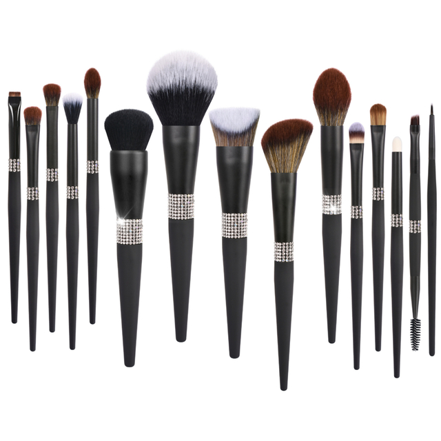 Beautichen набор кистей для макияжа — черный со стразами, 15 шт.