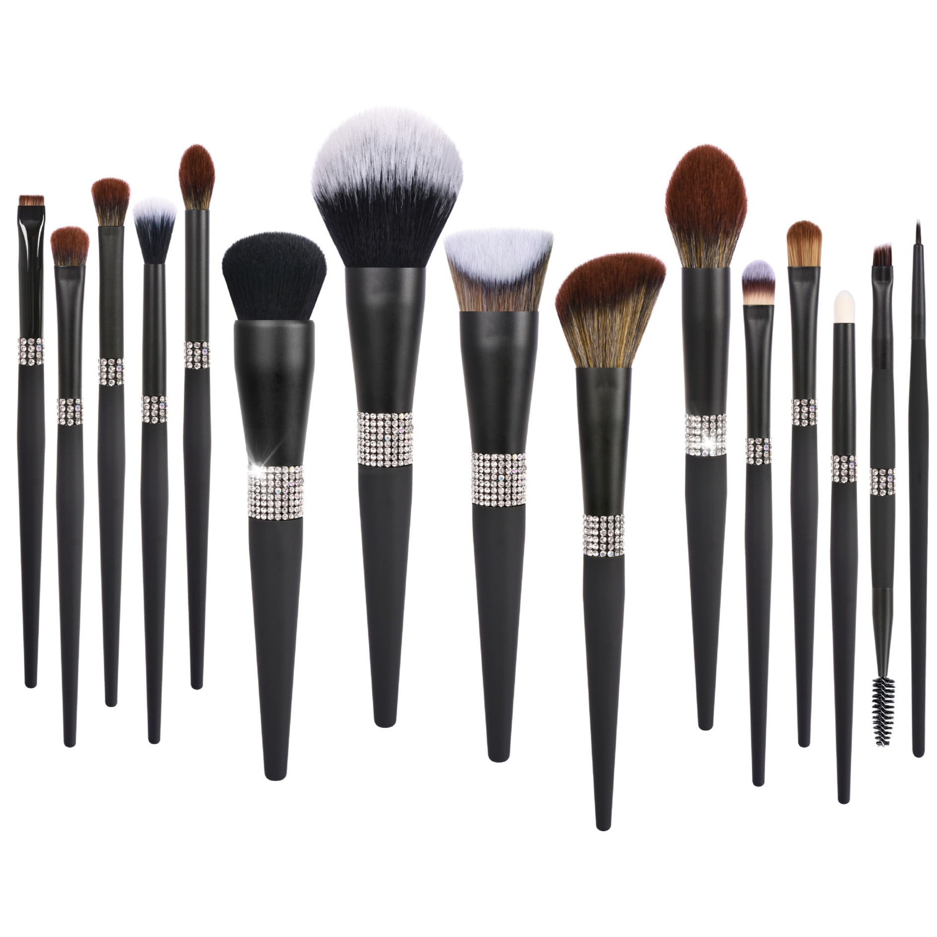 Beautichen набор кистей для макияжа — черный со стразами, 15 шт.