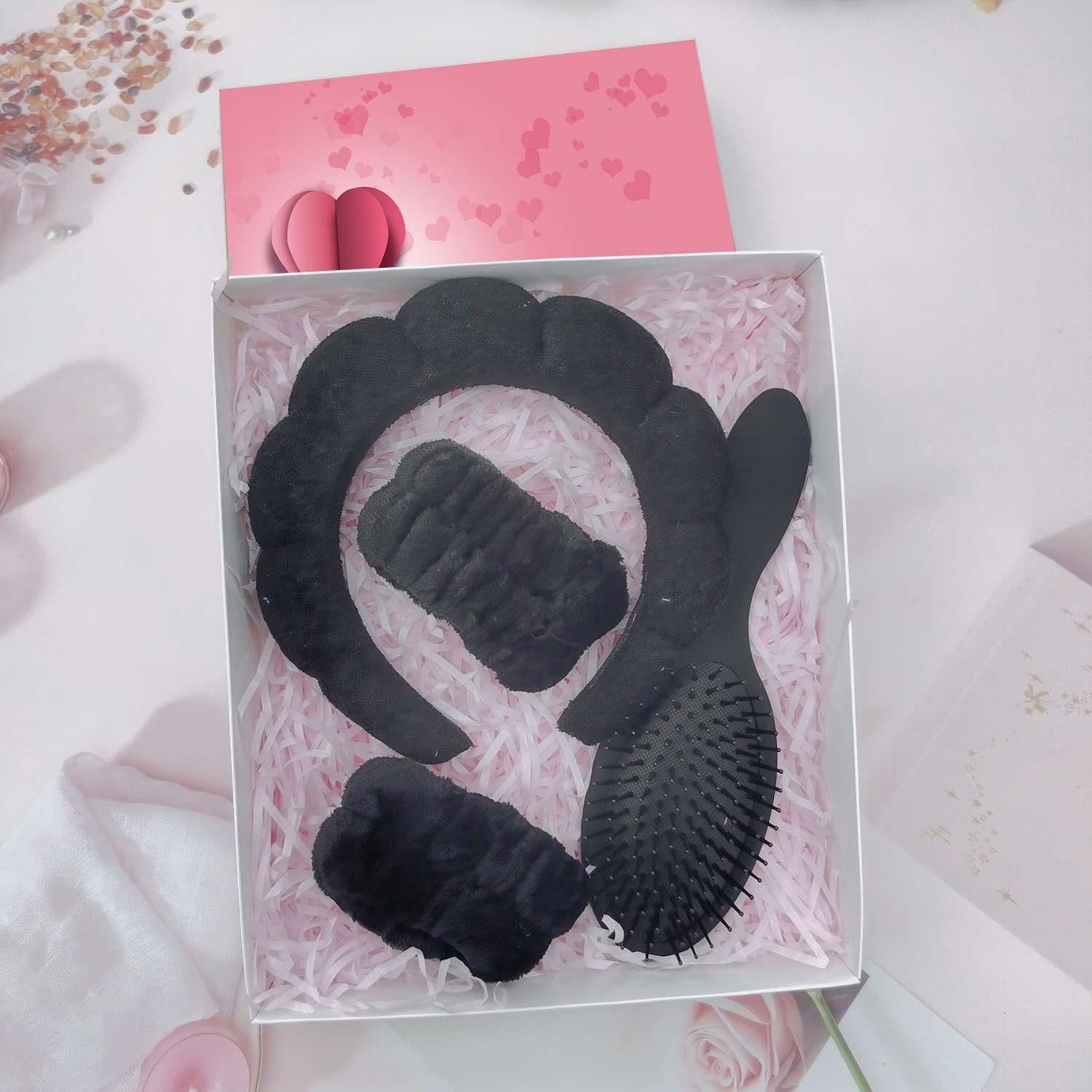 Beautichen Набор Аксессуаров Для Ухода За Волосами Повязка Для Умывания И Массажная Щётка