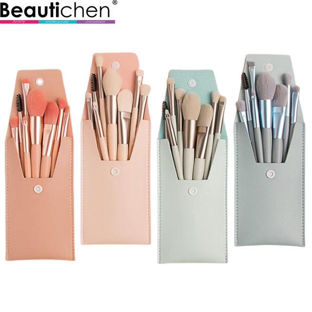 Beautichen набор кистей для макияжа — 8 шт., с кожаным футляром, мягкие, универсальные для лица и глаз
