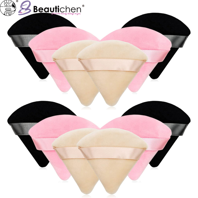 Beautichen набор треугольных пуховок — 6 шт. бархатные спонжи для пудры, контуринга и румян, двухсторонние мягкие косметические подушки