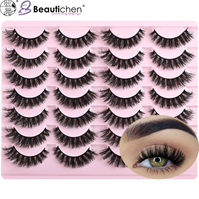 Beautichen Набор накладных ресниц — 20 пар 3D объёмных многослойных ресниц, густые и пушистые, для вечернего и сценического макияжа