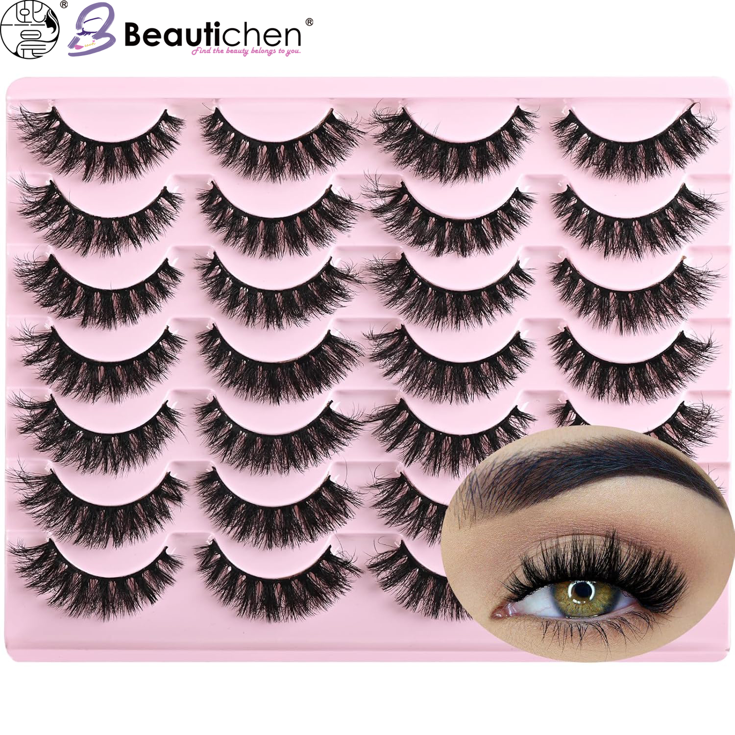 Beautichen Набор 20 Пар 3D Объёмных Ресниц для Сценического и Вечернего Макияжа