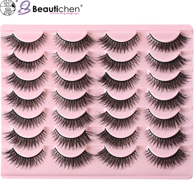 Beautichen Набор 3D накладных ресниц — 20 пар, драматический объем, перекрёстное распределение, гибкая прозрачная основа, для сценического, вечернего и свадебного макияжа