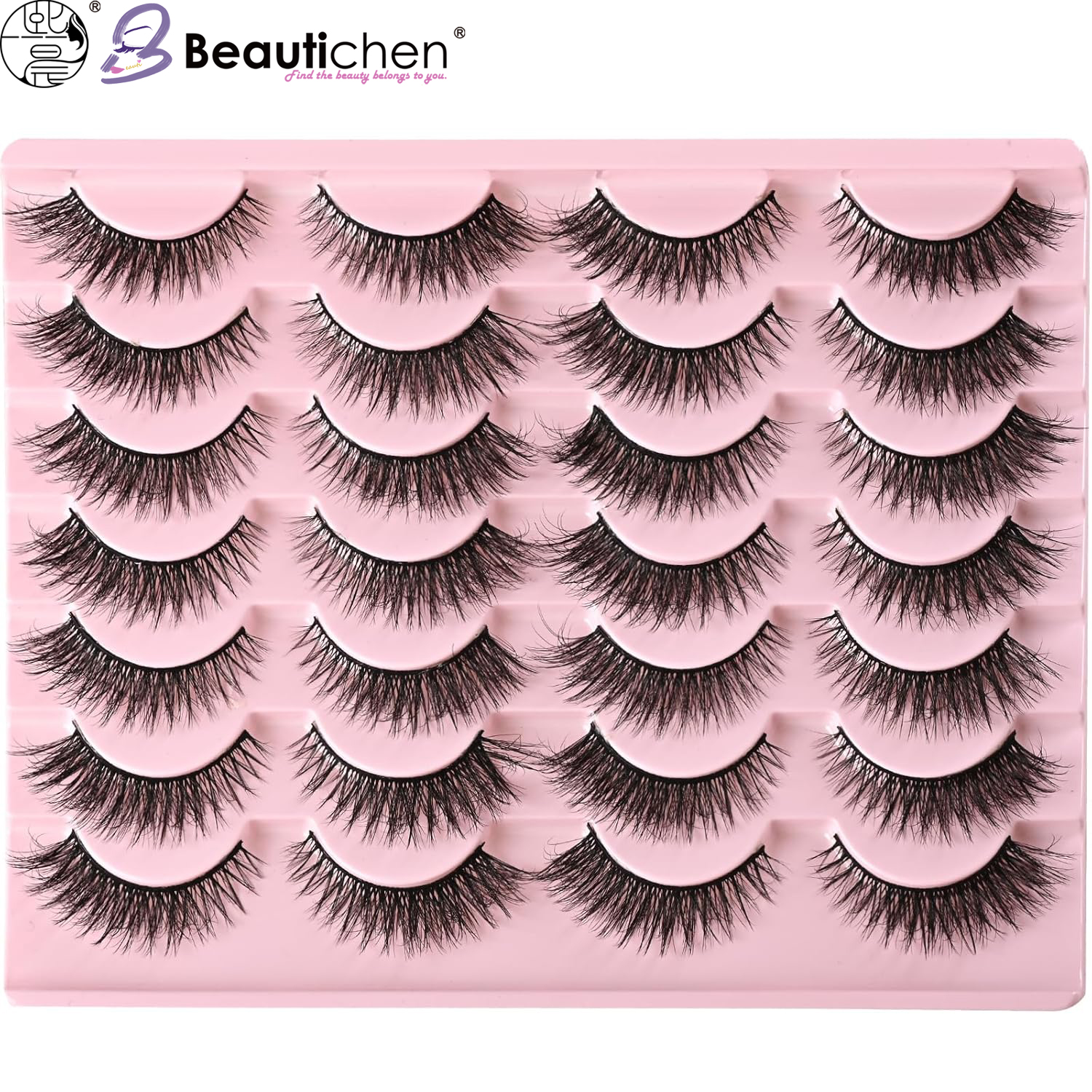 Beautichen Набор 3D накладных ресниц — 20 пар, драматический объем, перекрёстное распределение, гибкая прозрачная основа, для сценического, вечернего и свадебного макияжа