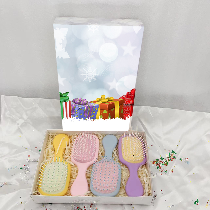 Beautichen Рождественский подарочный набор расчесок — 4 шт., мини массажные расчески с воздушной подушкой в форме листа