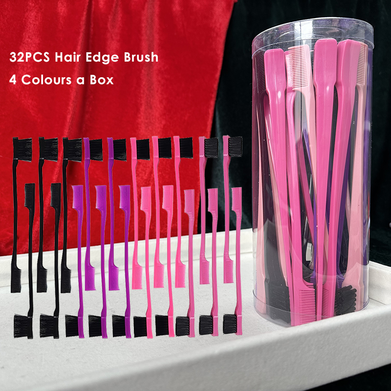 Beautichen Набор щёток для укладки краёв волос — 20 / 32 шт., 4 цвета в коробке, двусторонние щётки для baby hair и бровей