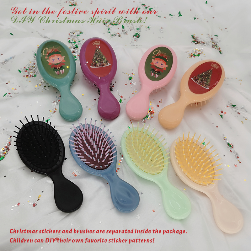 Beautichen Рождественский подарочный набор расчёсок — 4 мини расчёски-листочки с воздушной подушкой, компактные массажные щётки для волос
