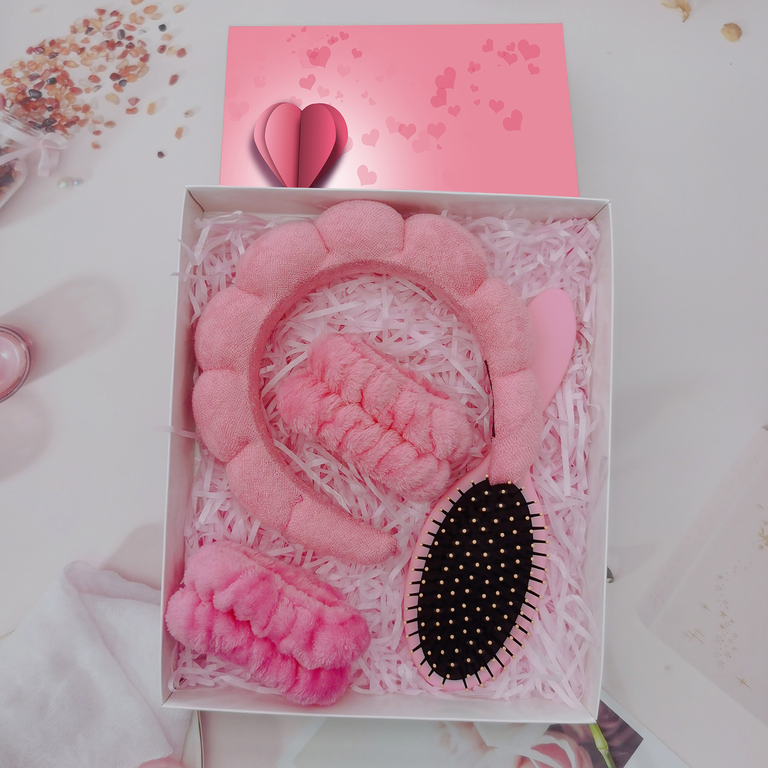 Beautichen Набор Аксессуаров Для Ухода За Волосами Повязка Для Умывания И Массажная Щётка